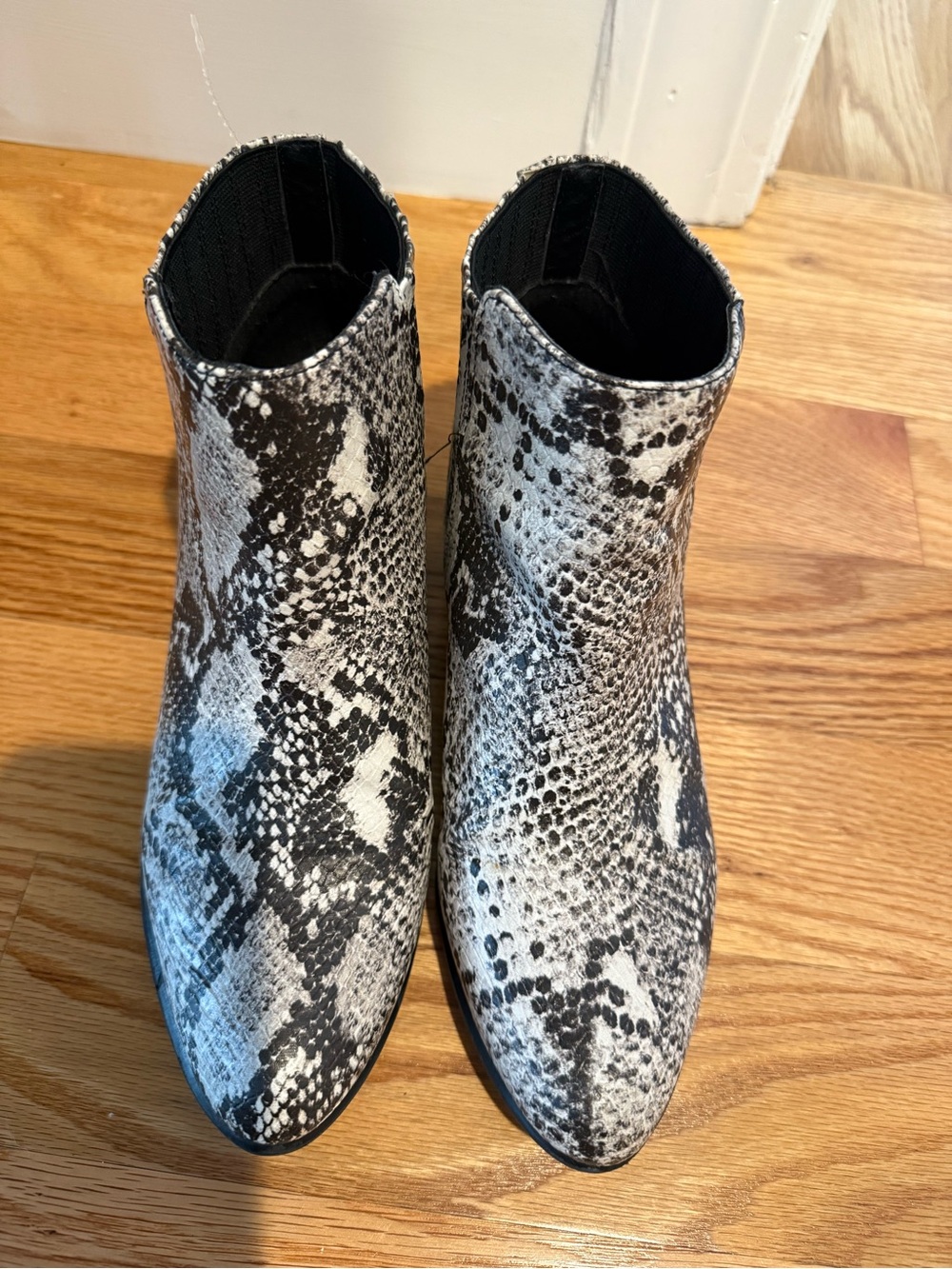 UNIONBAY Snake-Print Ankle Boots - Black & White